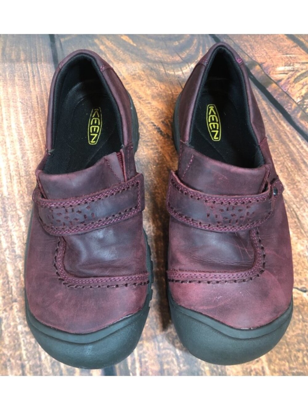 Keen Womens 7 Kaci 1013680 Maroon Leather Casual Slip On Shoes